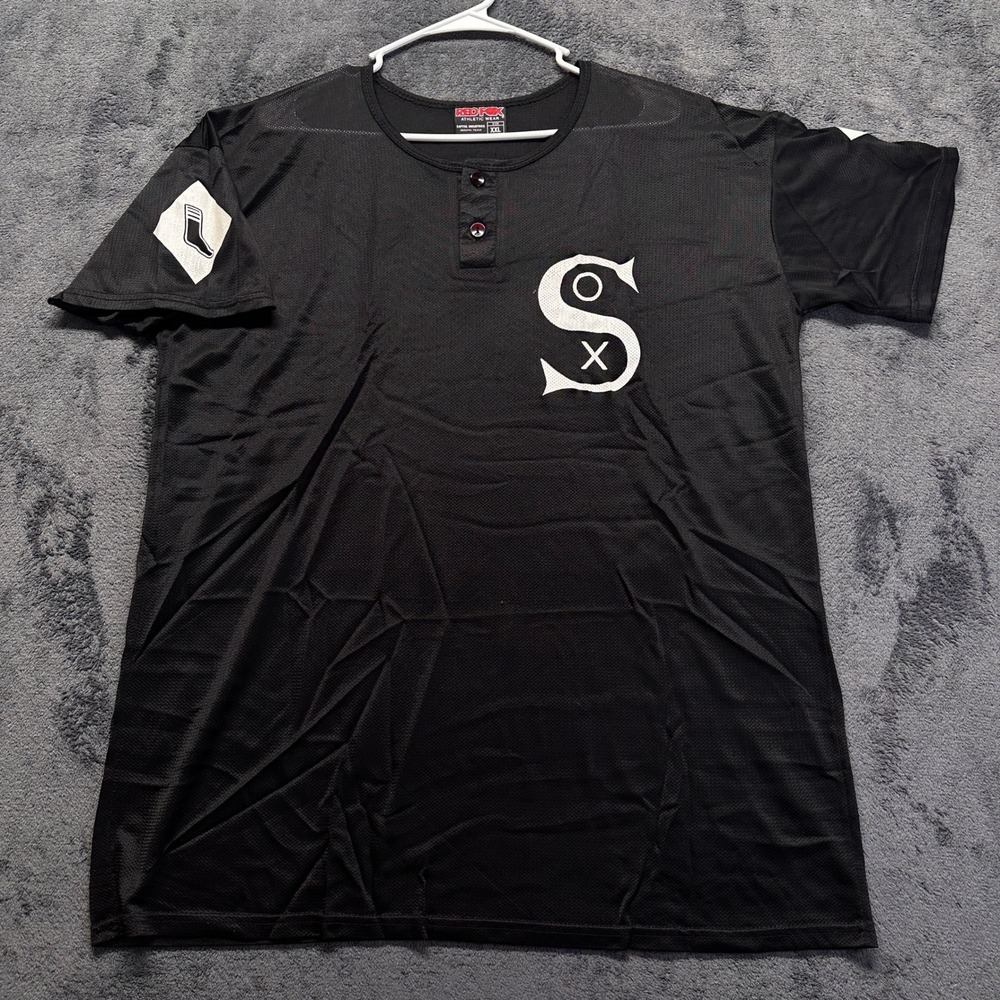 Vintage Chicago White Sox Jersey Mens XXL Black Mesh Henley Short Sleeve USA